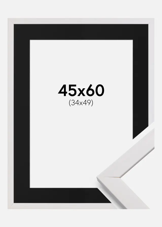 Ram med passepartou Frame Stilren White 45x60 cm - Picture Mount Black 35x50 cm