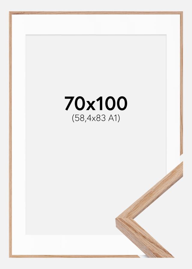 Ram med passepartou Frame E-Line Oak 70x100 cm - Picture Mount White 59,4x84 cm (A1)
