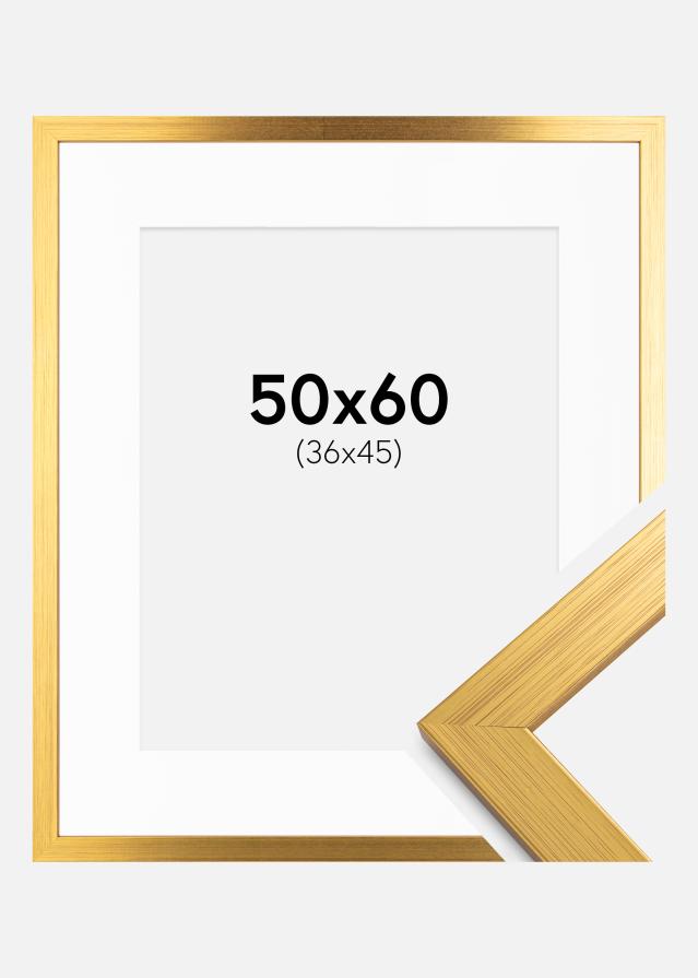 Ram med passepartou Frame Gold Wood 50x60 cm - Picture Mount White 37x46 cm