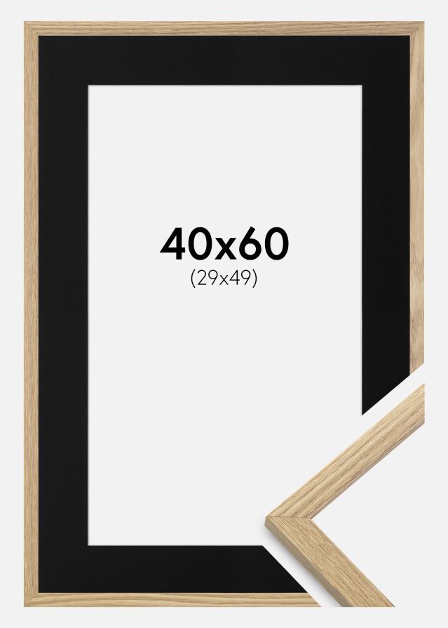 Ram med passepartou Frame Trendy Oak 40x60 cm - Picture Mount Black 30x50 cm