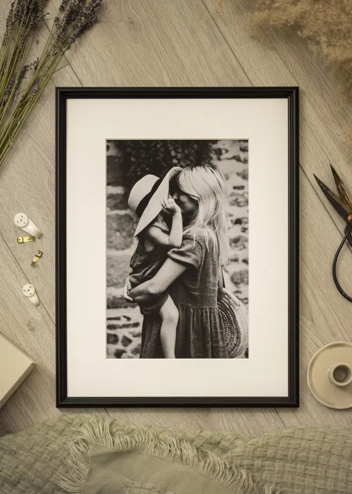 Ram med passepartou Frame Horndal Black 40x40 cm - Picture Mount White 30x30 cm