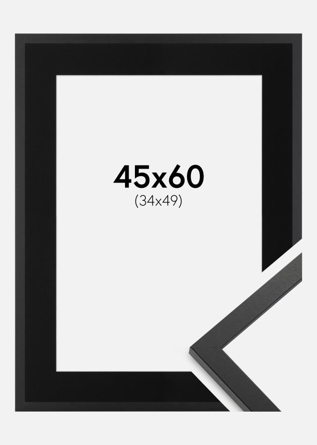 Ram med passepartou Frame Trendy Black 45x60 cm - Picture Mount Black 35x50 cm