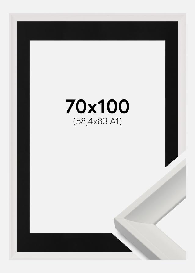 Ram med passepartou Frame Öjaren White 70x100 cm - Picture Mount Black 59.4x84 cm (A1)