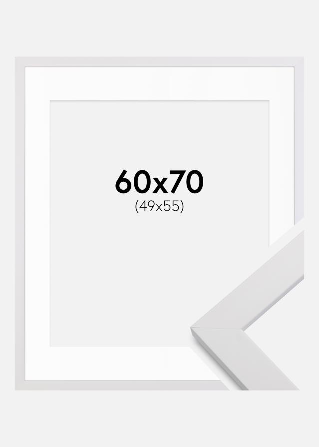 Ram med passepartou Frame White Wood 60x70 cm - Picture Mount White 50x56 cm
