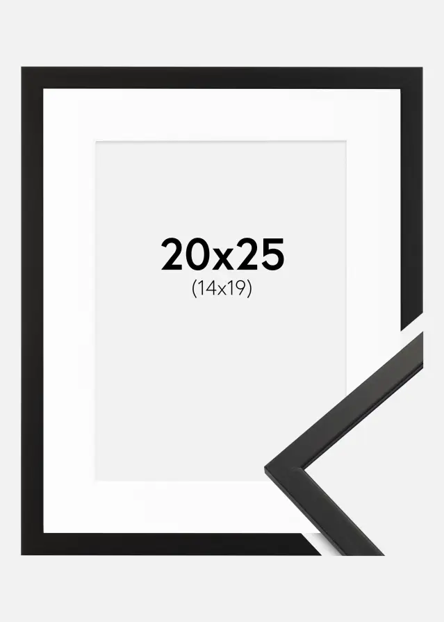 Ram med passepartou Frame Edsbyn Acrylic Glass Black 20x25 cm - Picture Mount White 15x20 cm