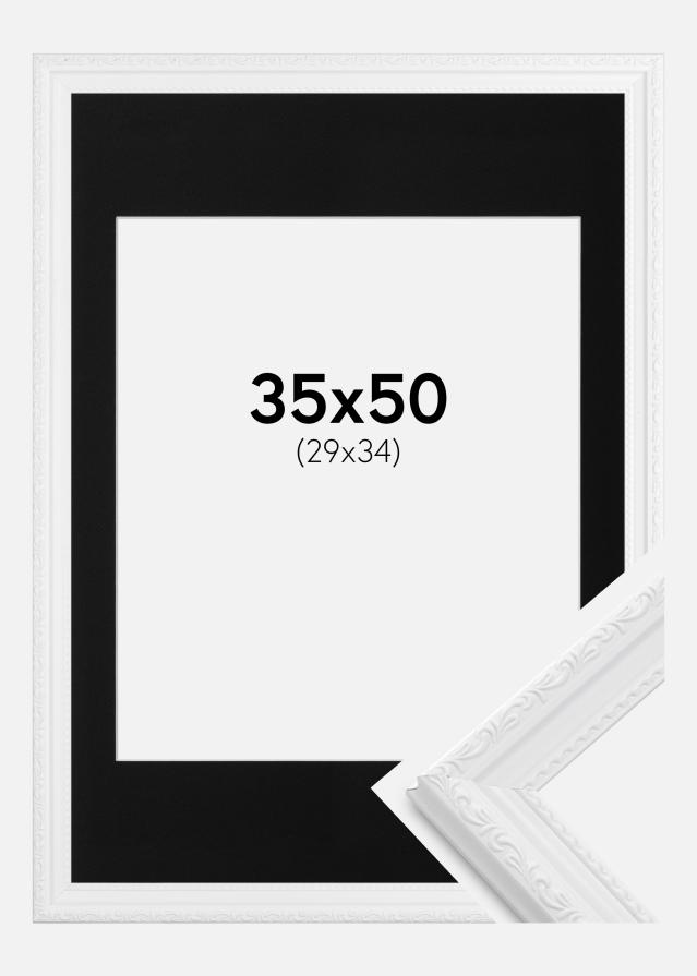Ram med passepartou Frame Abisko White 35x50 cm - Picture Mount Black 30x35 cm