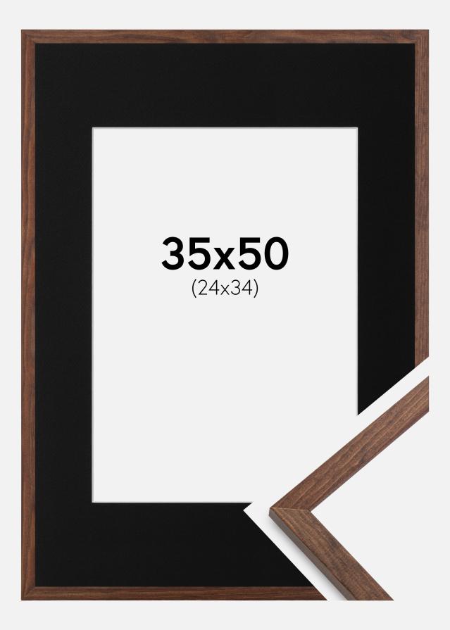 Ram med passepartou Frame Galant Walnut 35x50 cm - Picture Mount Black 25x35 cm