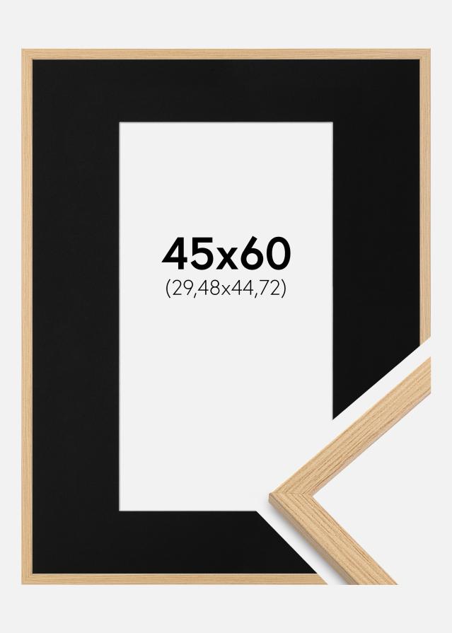 Ram med passepartou Frame Galant Oak 45x60 cm - Picture Mount Black 12x18 inches