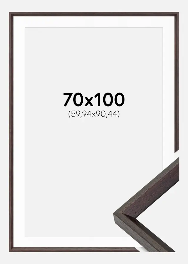 Ram med passepartou Frame Globe Espresso 70x100 cm - Picture Mount White 24x36 inches
