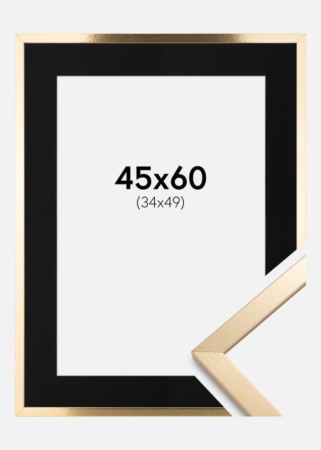 Ram med passepartou Frame Trendy Gold 45x60 cm - Picture Mount Black 35x50 cm