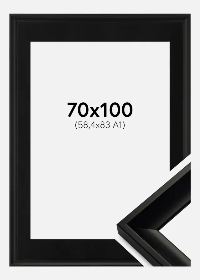 Ram med passepartou Frame Öjaren Black 70x100 cm - Picture Mount Black 59.4x84 cm (A1)