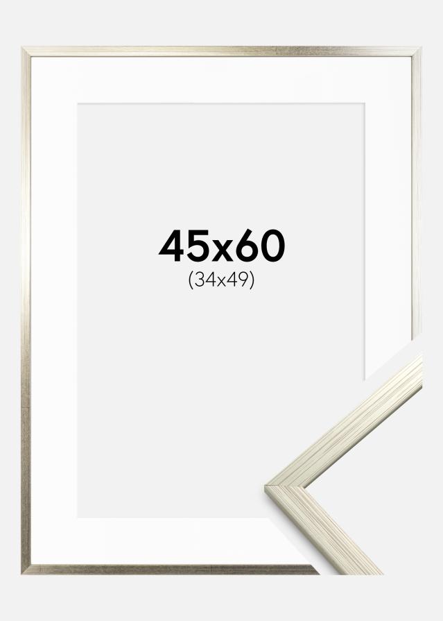 Ram med passepartou Frame Edsbyn Silver 45x60 cm - Picture Mount White 35x50 cm