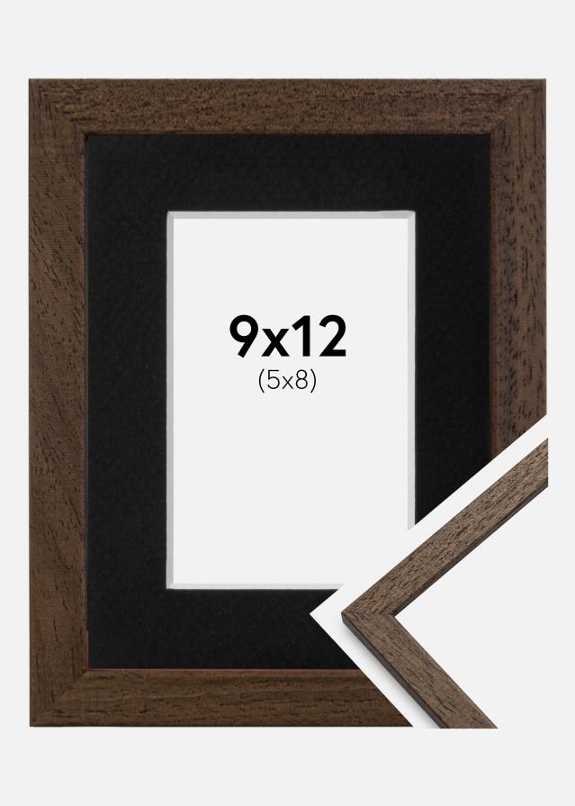 Ram med passepartou Frame Edsbyn Walnut 9x12 cm - Picture Mount Black 6x9 cm