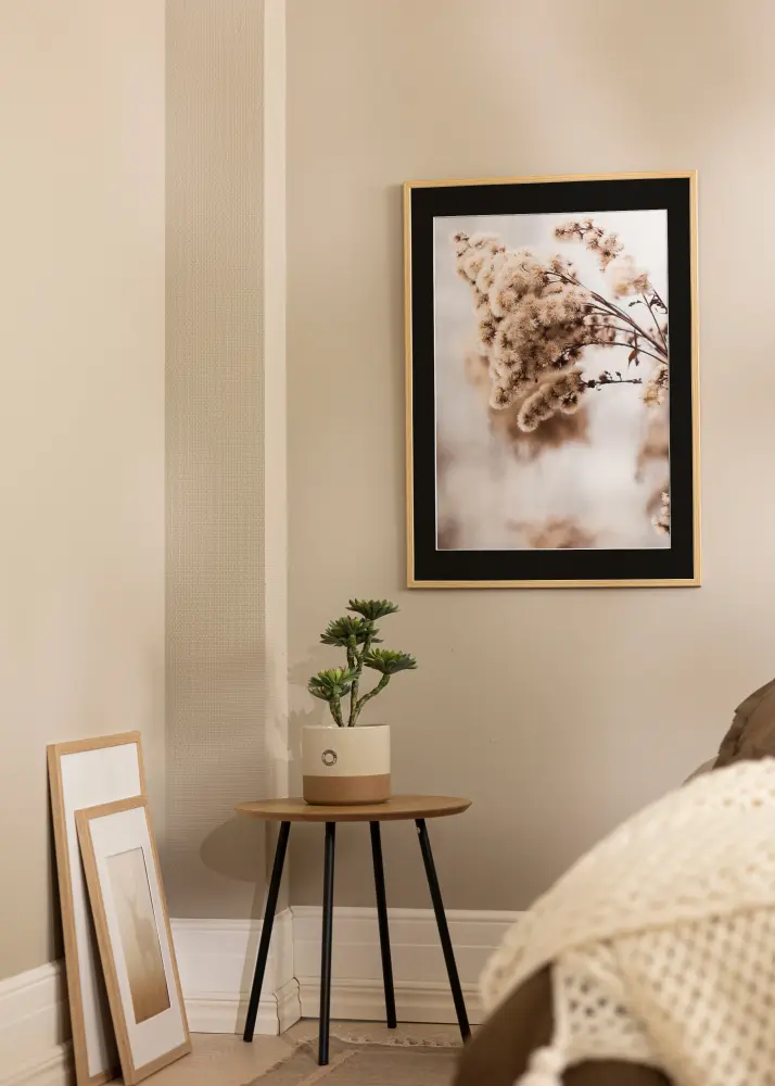 Ram med passepartou Frame Galant Oak 40x40 cm - Picture Mount Black 10x10 inches