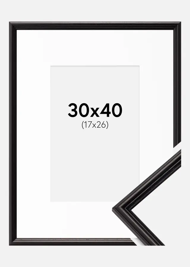 Ram med passepartou Frame Horndal Black 30x40 cm - Picture Mount White 18x27 cm
