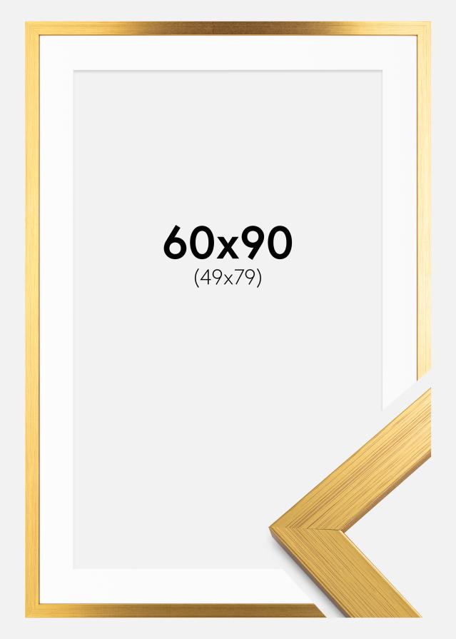 Ram med passepartou Frame Gold Wood 60x90 cm - Picture Mount White 50x80 cm