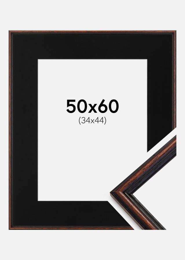 Ram med passepartou Frame Horndal Walnut 50x60 cm - Picture Mount Black 35x45 cm