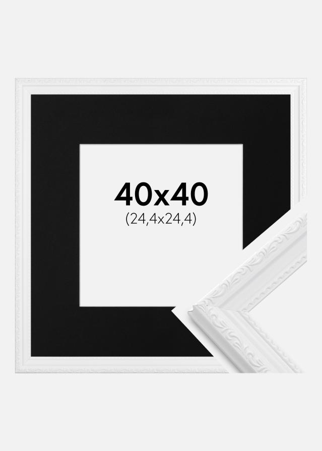 Ram med passepartou Frame Abisko White 40x40 cm - Picture Mount Black 10x10 inches