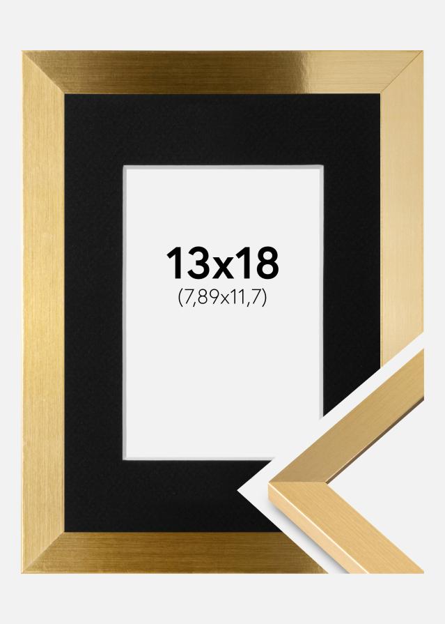 Ram med passepartou Frame Selection Gold 13x18 cm - Picture Mount Black 3.5x5 inches