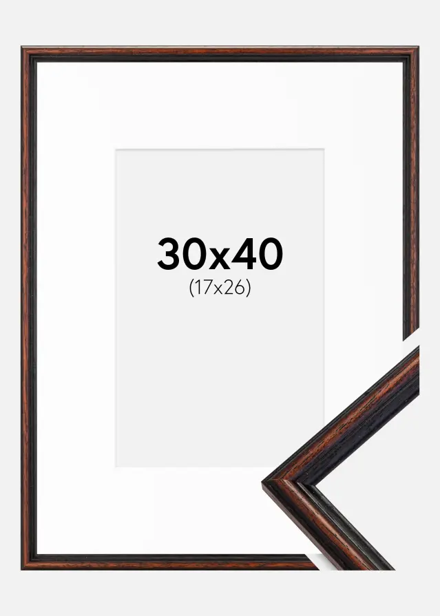 Ram med passepartou Frame Horndal Walnut 30x40 cm - Picture Mount White 18x27 cm