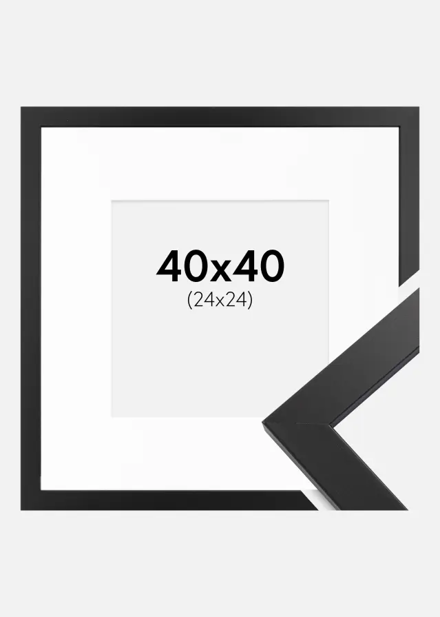 Ram med passepartou Frame Black Wood 40x40 cm - Picture Mount White 25x25 cm