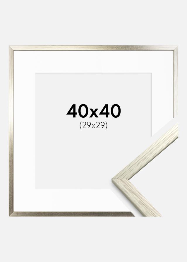 Ram med passepartou Frame Edsbyn Silver 40x40 cm - Picture Mount White 30x30 cm