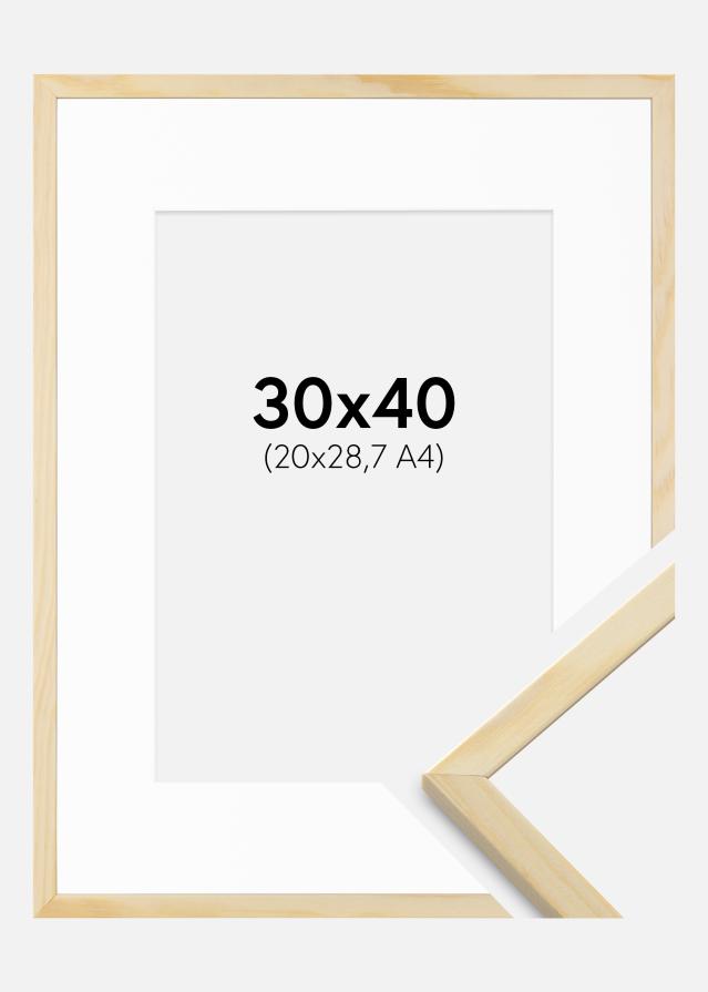 Ram med passepartou Frame Galant Pine 30x40 cm - Picture Mount White 21x29.7 cm