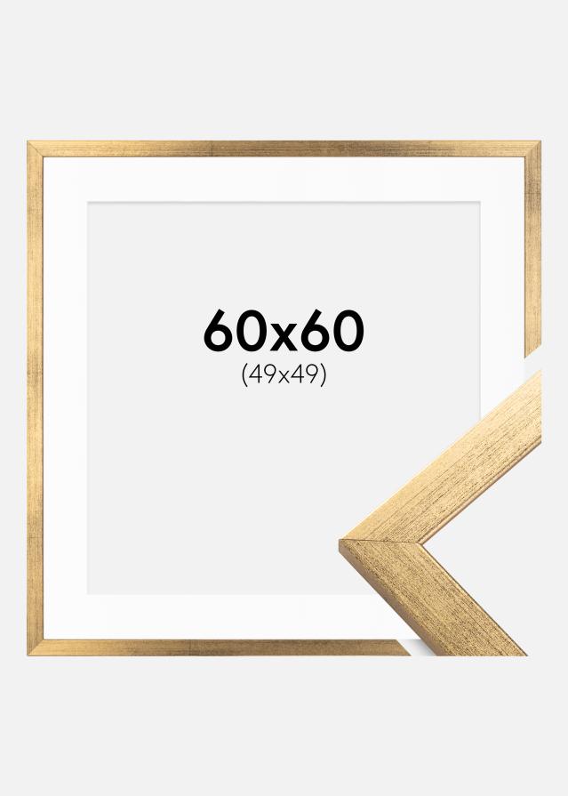 Ram med passepartou Frame Stilren Gold 60x60 cm - Picture Mount White 50x50 cm