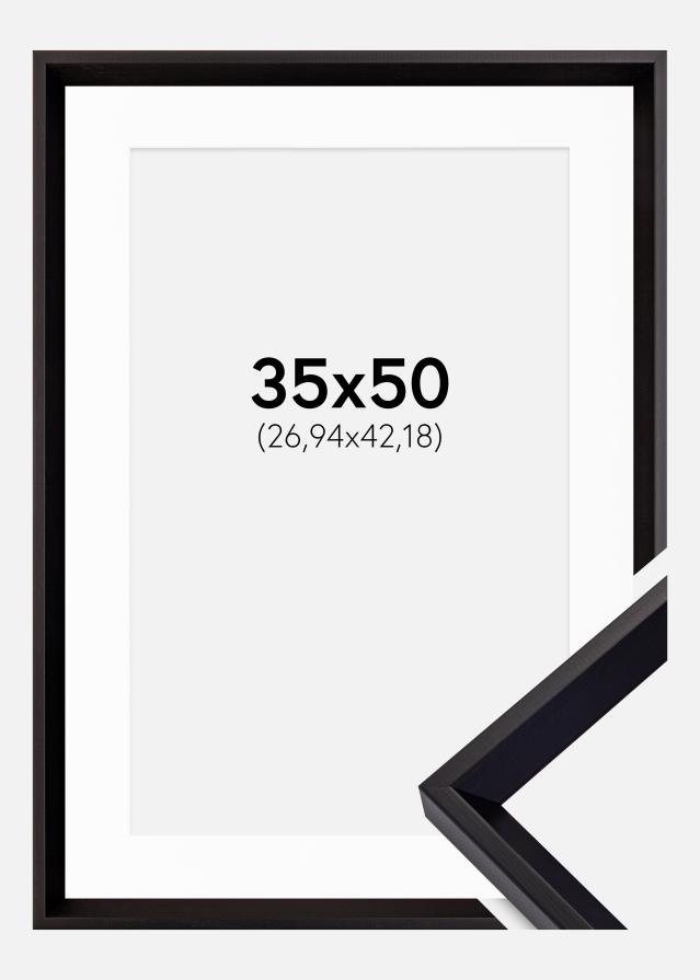 Ram med passepartou Frame Globe Black 35x50 cm - Picture Mount White 11x17 inches
