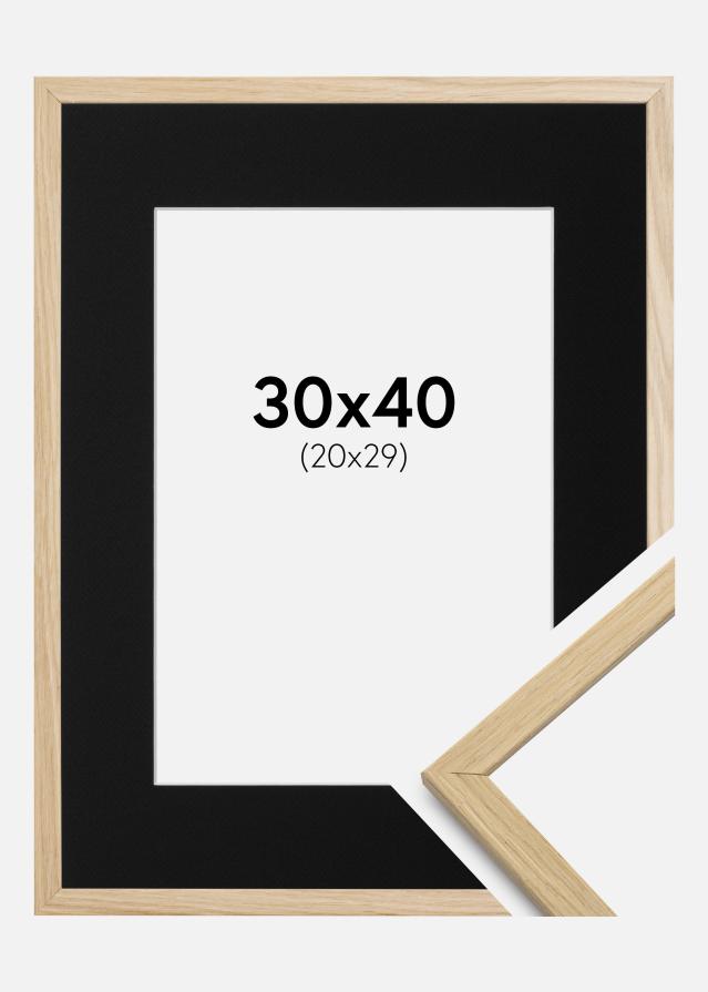 Ram med passepartou Frame Edsbyn Oak 30x40 cm - Picture Mount Black 21x30 cm