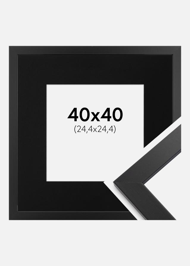 Ram med passepartou Frame Black Wood 40x40 cm - Picture Mount Black 10x10 inches