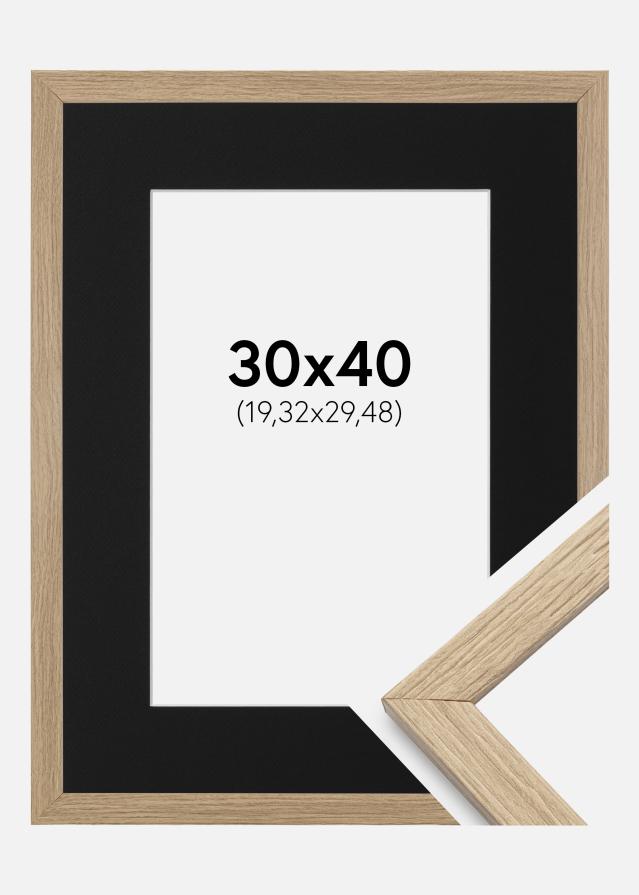 Ram med passepartou Frame Stilren Oak 30x40 cm - Picture Mount Black 8x12 inches