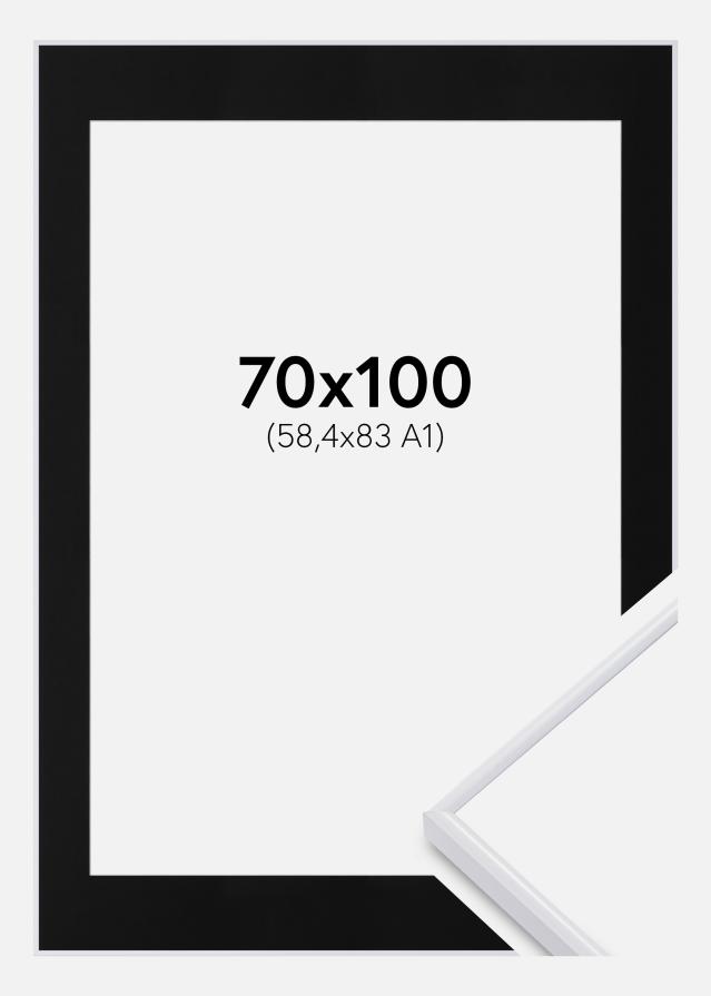 Ram med passepartou Frame Visby Black 70x100 cm - Picture Mount Black 59.4x84 cm (A1)