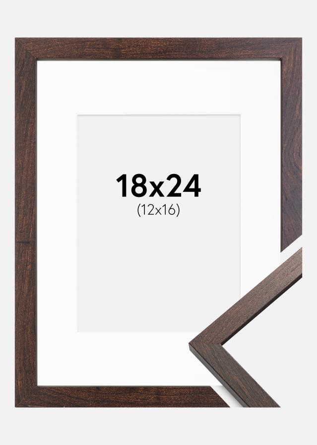 Ram med passepartou Frame Trendy Walnut 18x24 cm - Picture Mount White 13x17 cm