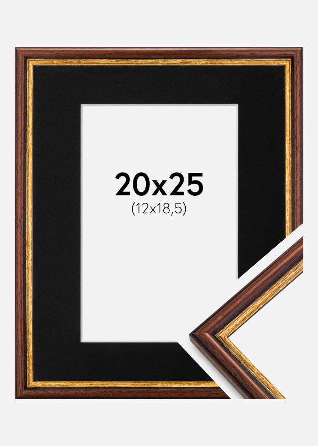 Ram med passepartou Frame Horndal Brown 20x25 cm - Picture Mount Black 13x19.5 cm