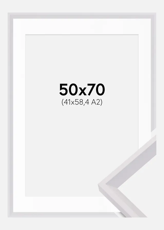 Ram med passepartou Frame Globe White 50x70 cm - Picture Mount White 42x59,4 cm (A2)
