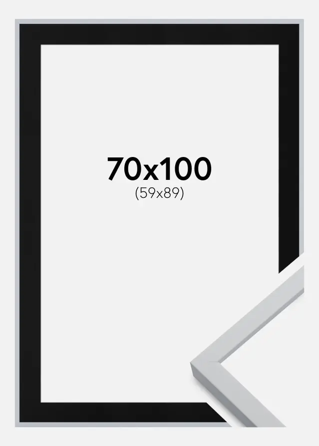 Ram med passepartou Frame Oslo White 70x100 cm - Picture Mount Black 59.4x84 cm (A1)
