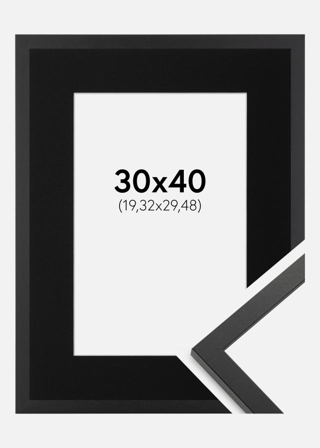 Ram med passepartou Frame Trendy Black 30x40 cm - Picture Mount Black 8x12 inches