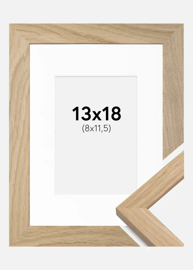 Ram med passepartou Frame Oak Wood 13x18 cm - Picture Mount White 9x12 cm