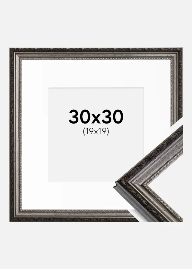 Ram med passepartou Frame Abisko Silver 30x30 cm - Picture Mount White 20x20 cm