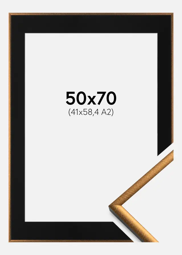Ram med passepartou Frame New Lifestyle Bronze 50x70 cm - Picture Mount Black 42x59.4 cm (A2)