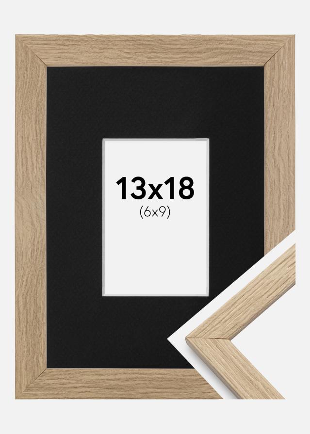 Ram med passepartou Frame Stilren Oak 13x18 cm - Picture Mount Black 7x10 cm
