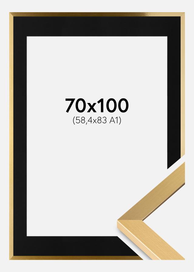 Ram med passepartou Frame Selection Gold 70x100 cm - Picture Mount Black 59.4x84 cm (A1)