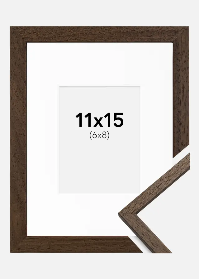 Ram med passepartou Frame Edsbyn Walnut 11x15 cm - Picture Mount White 7x9 cm