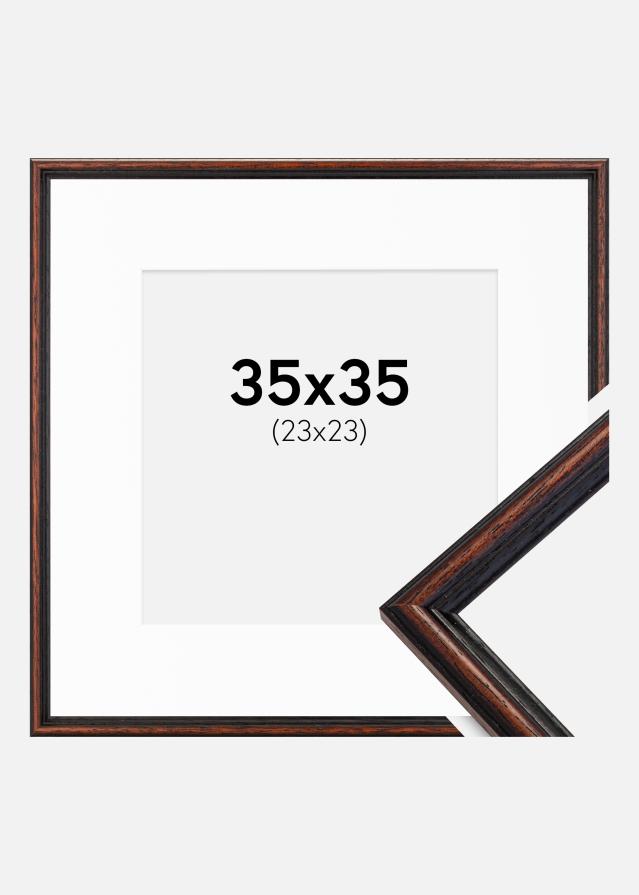Ram med passepartou Frame Horndal Walnut 35x35 cm - Picture Mount White 24x24 cm