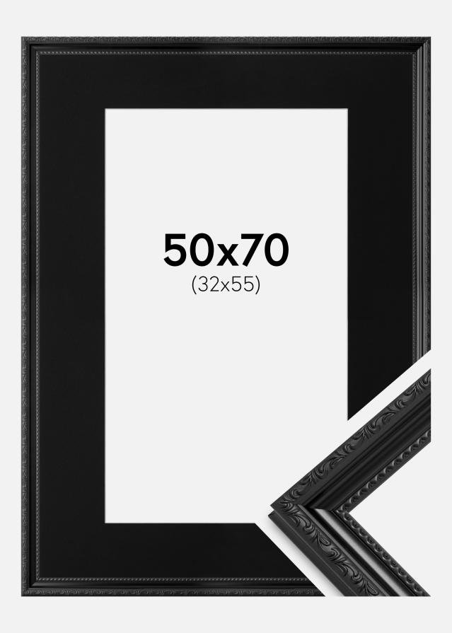 Ram med passepartou Frame Abisko Black 50x70 cm - Picture Mount Black 33x56 cm