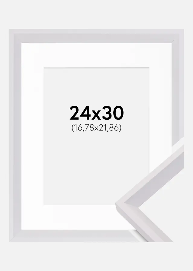 Ram med passepartou Frame Globe White 24x30 cm - Picture Mount White 7x9 inches