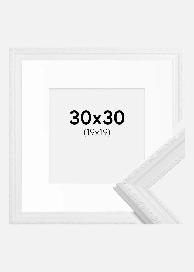 Ram med passepartou Frame Abisko White 30x30 cm - Picture Mount White 20x20 cm