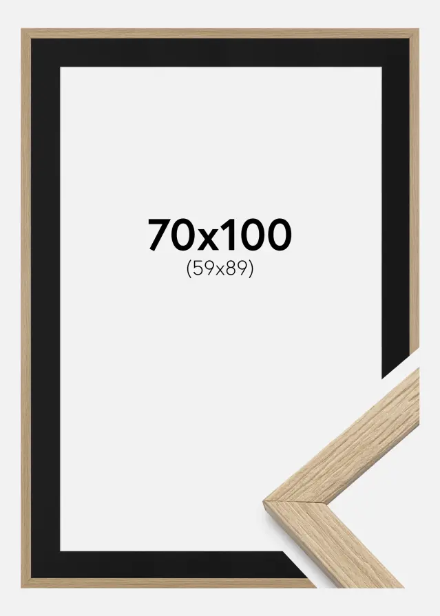 Ram med passepartou Frame Stilren Oak 70x100 cm - Picture Mount Black 60x90 cm