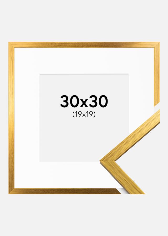 Ram med passepartou Frame Edsbyn Gold 30x30 cm - Picture Mount White 20x20 cm
